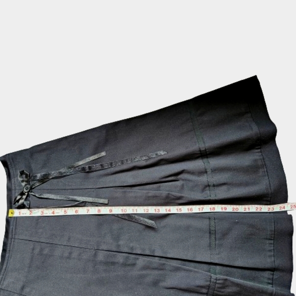 Lili Bleu Black Brushed Cotton A-Line Midi Skirt Inverted Pleats Hem Detail 10 - Picture 10 of 11